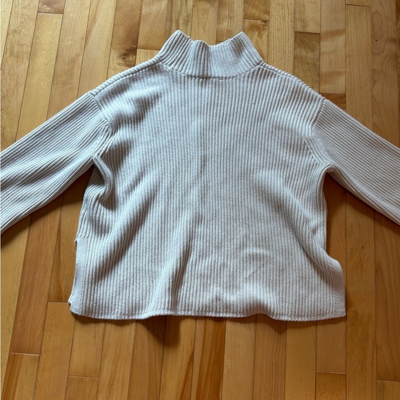 Cozy Cream Ribbed 100% Cotton Mock Neck Sweater - Picture 5 of 8